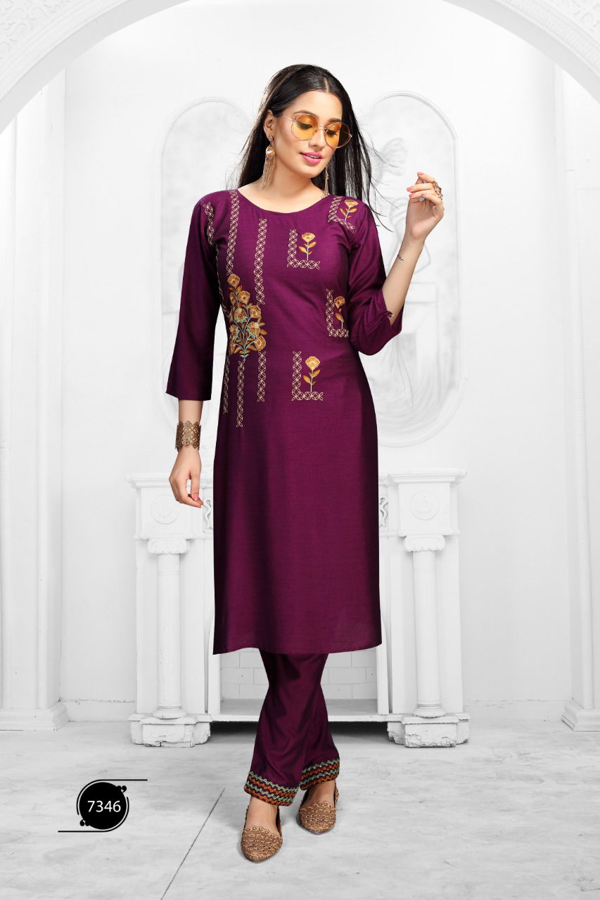 Fashion Talk Roohi Fancy Designer Style Casual Wear Rayon Kurtis With Bottom Collection 